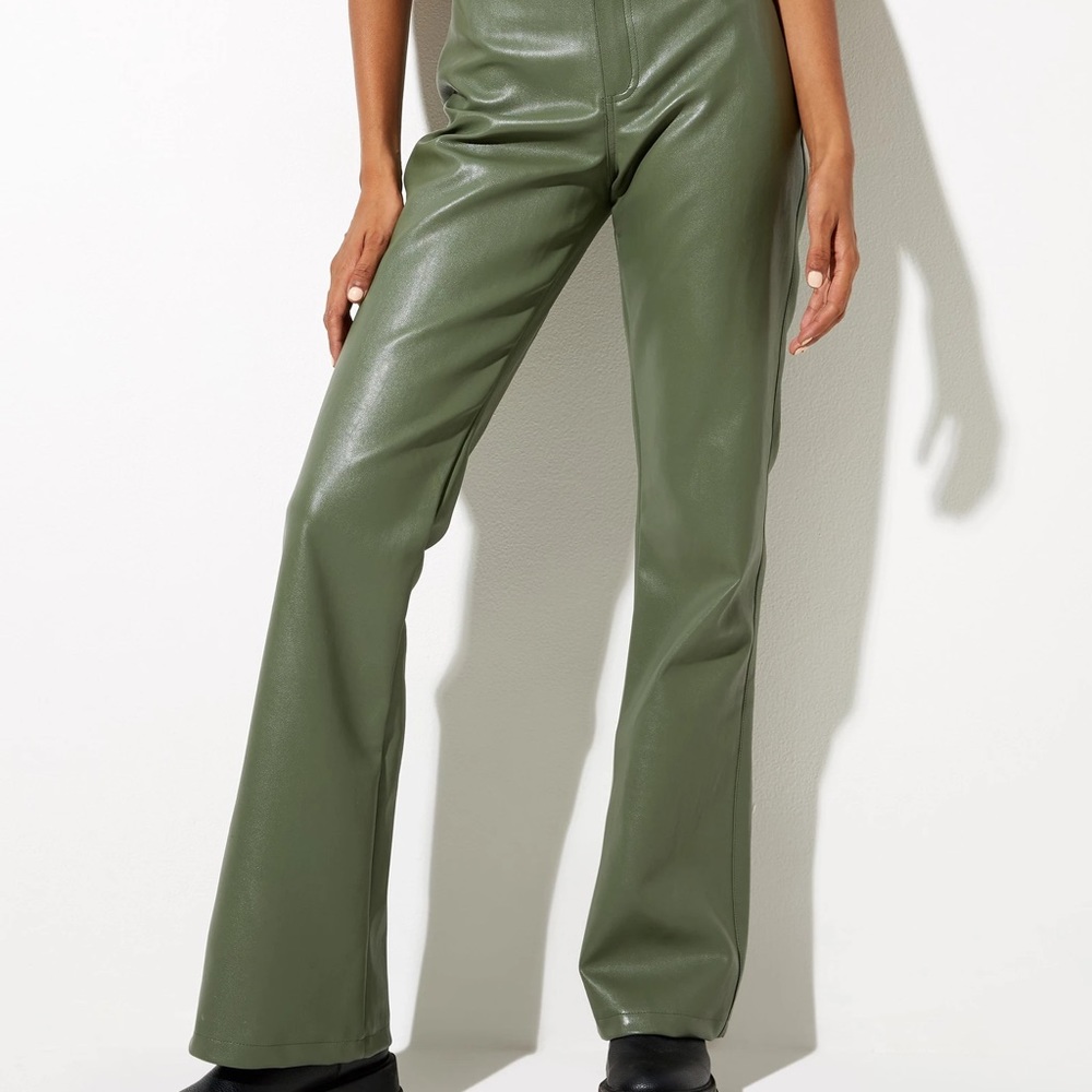 ZOVEN FLARE TROUSER IN PU GREEN - Motel Rocks, size XS never worn